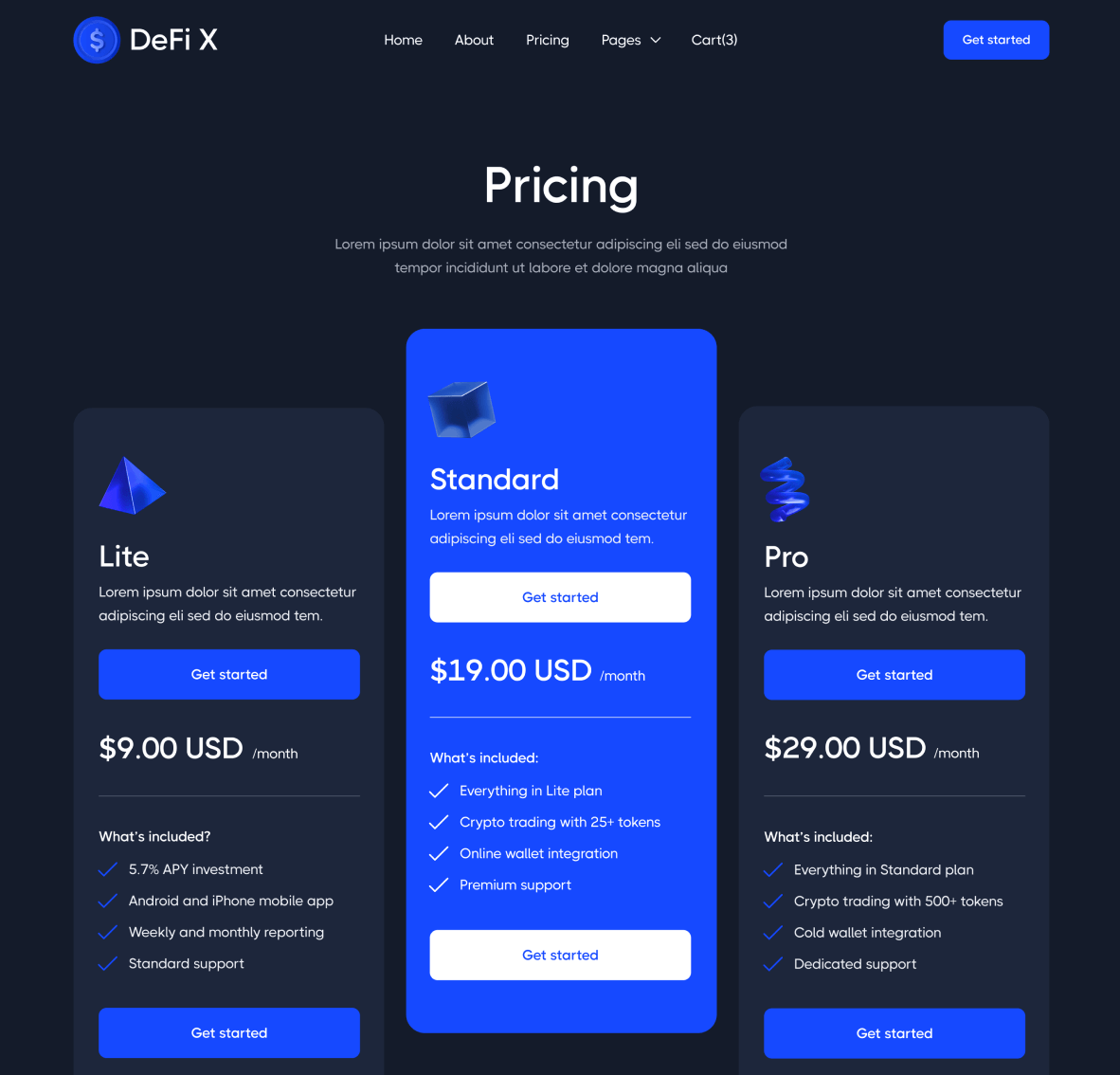 Pricing - DeFi X Webflow Template