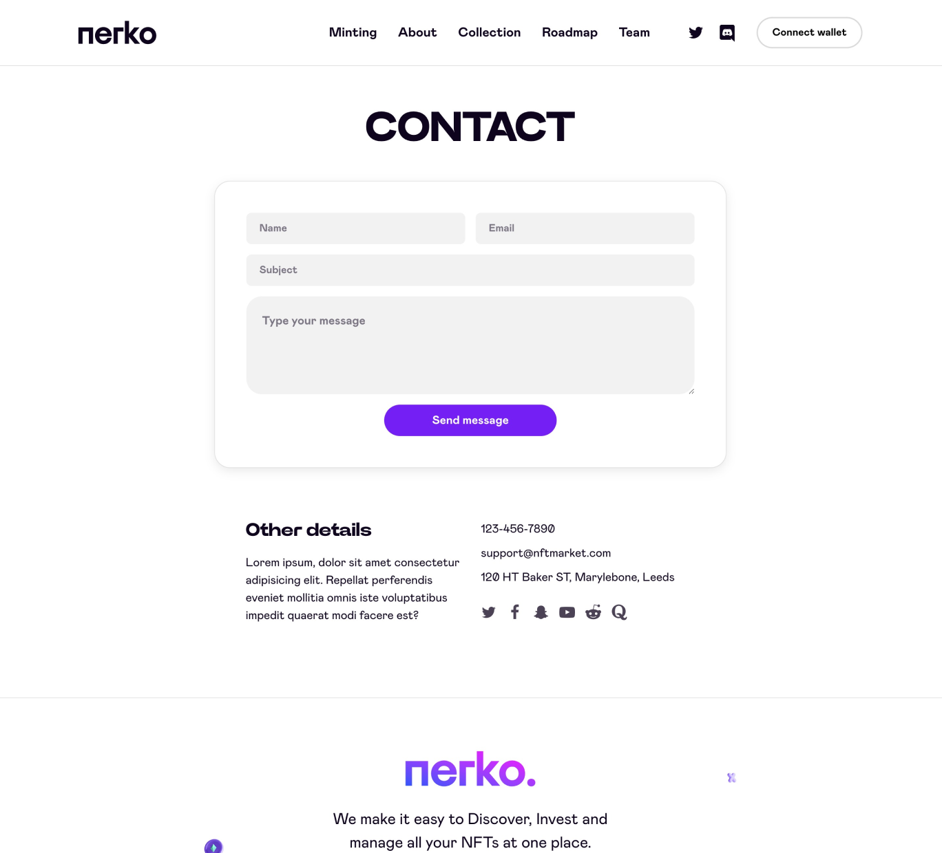 Contact page